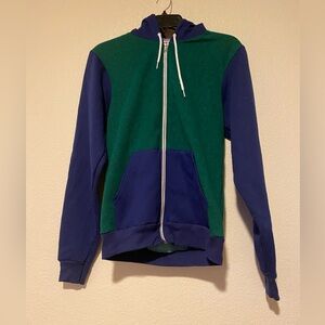 American Apparel Blue and Green Fleece Hoodie Size S